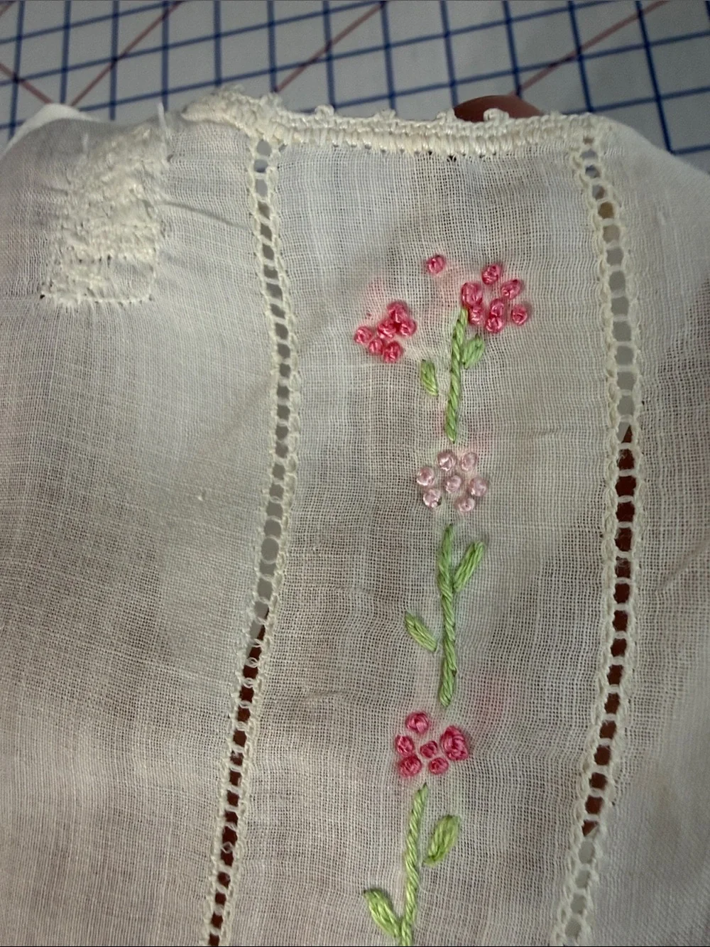 Antique 1920s Baby Shirt Hand Embroidered Batiste Heirloom Sewing Pintucks